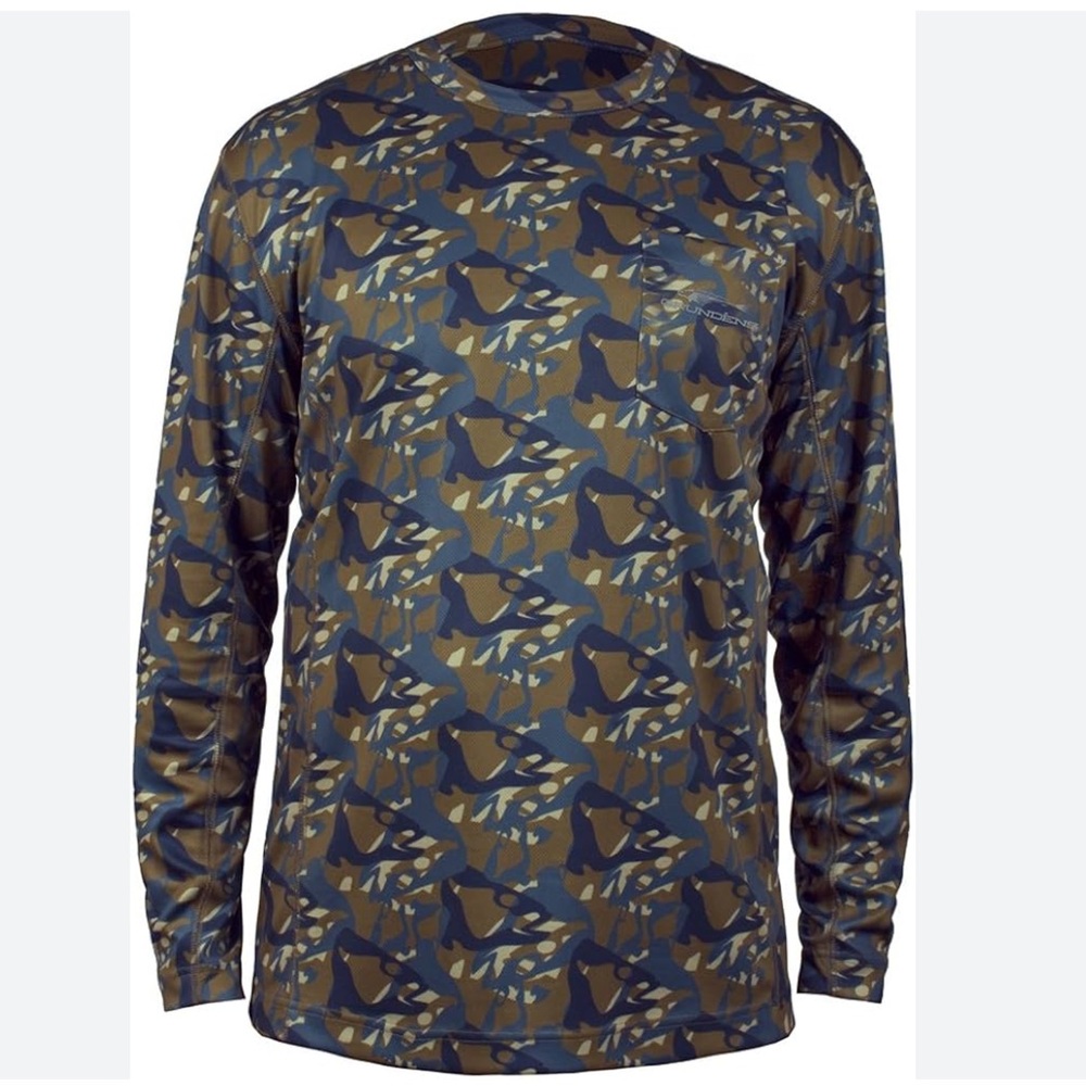 GRUNDENS Fish Head Camo Performance UPF 50 Long Sleeve Shirt XL